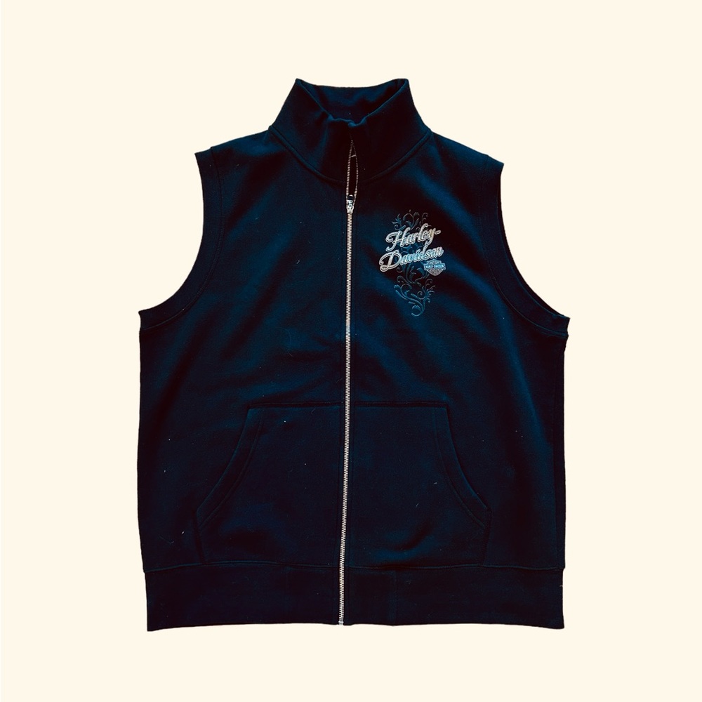 Harley Davidson Men’s XL Full Zip Sleeveless Vest Fleece Black Grand Rapids MI